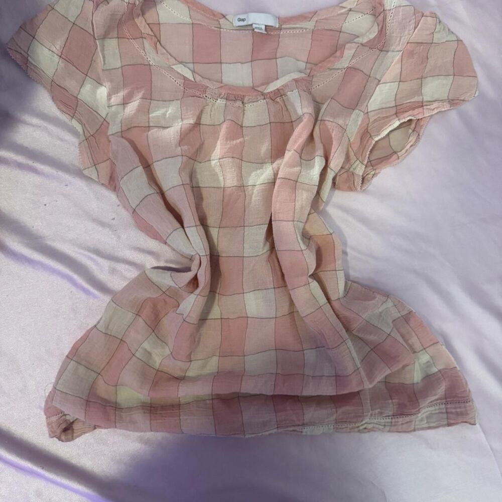 Gap Women's Pink and Cream Blouse